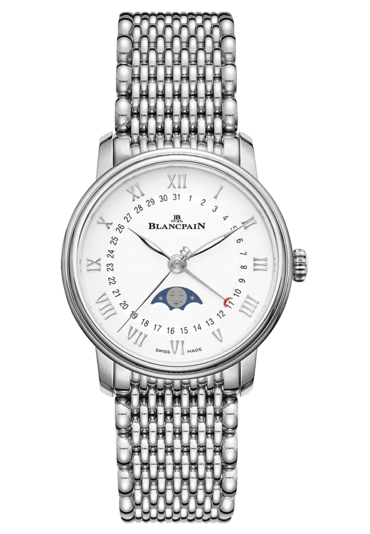 Blancpain Villeret Quantieme Phase de Lune Mille Mailles Steel Ladies Watch - 6126 1127 MMB