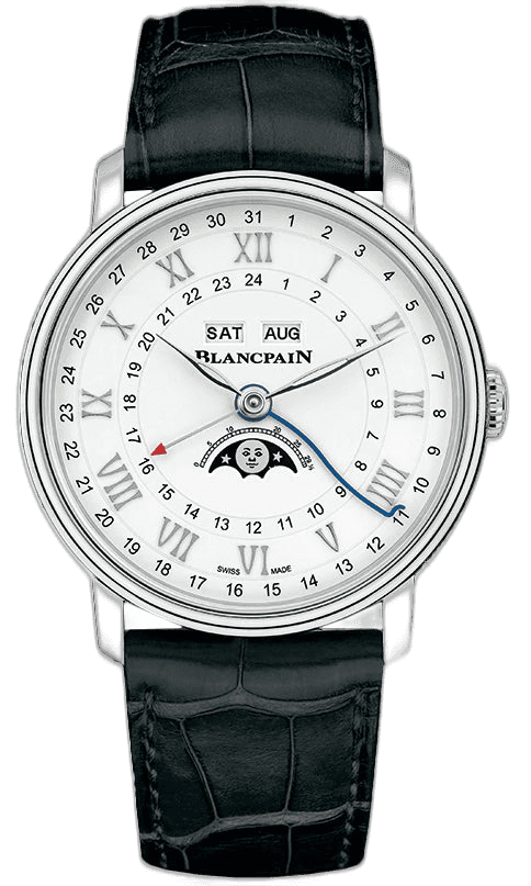 Blancpain Villeret Quantieme Complet Phases de Lune GMT Steel Alligator Men's Watch - 6676 1127 55B Watch Ref. 6676 1127 55B