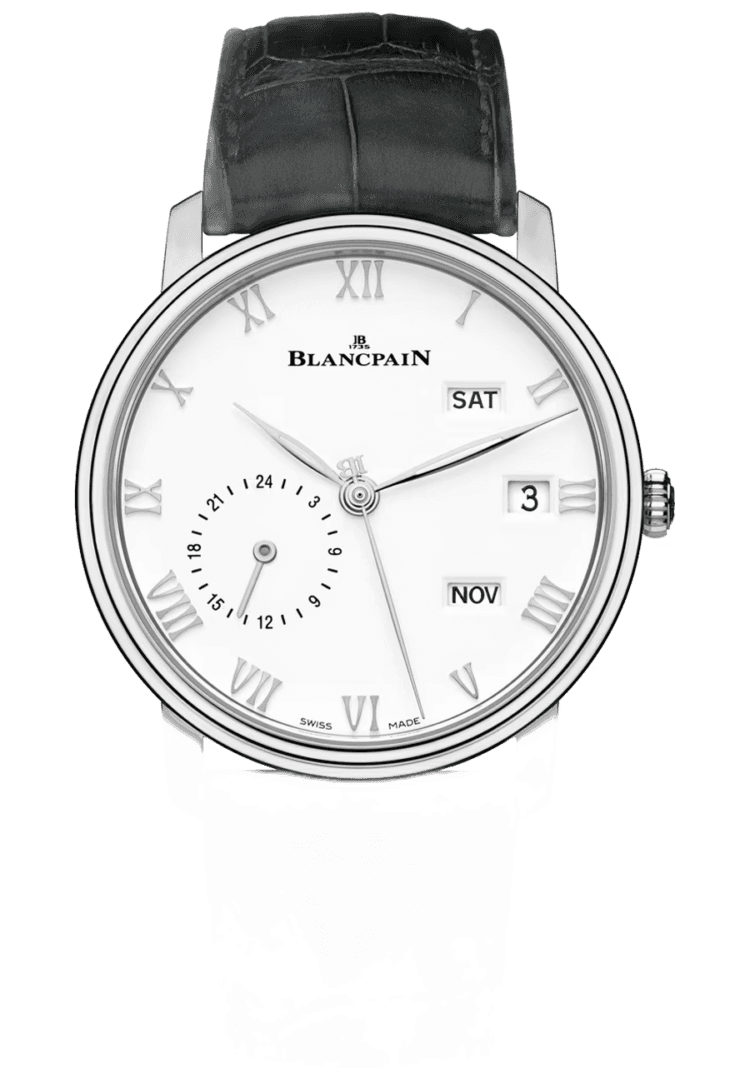 Blancpain Villeret Quantieme Annuel GMT Steel Black Alligator Men's Watch - 6670 1127 55B Watch Ref. 6670 1127 55B