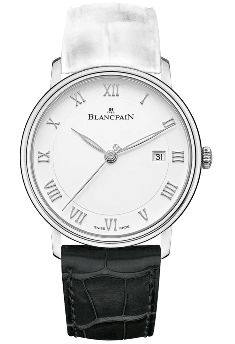 Villeret Ultraplate Date 40mm Steel Black Alligator Men's Watch - 6651 1127 55B Blancpain Ref. 6651 1127 55B