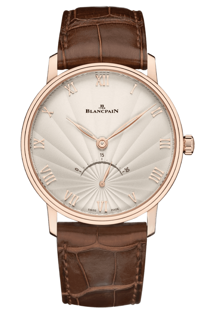 Blancpain Villeret Ultraplate Retrograde Opaline Red Gold Alligator Men's Watch - 6653 3642 55A Rose Gold Timepiece [6653 3642 55A