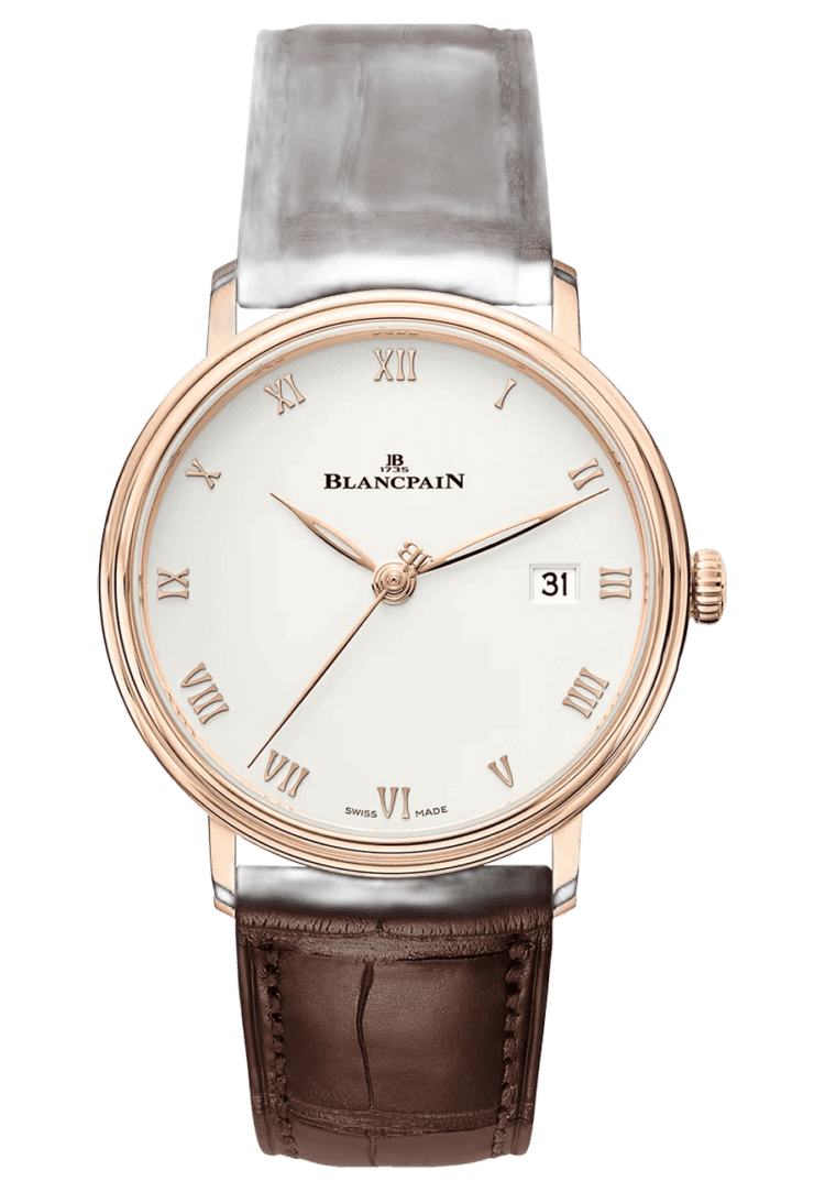 Blancpain Rose Gold Villeret Ultraplate Date Red Gold Ultra-Slim Alligator Men's Watch - 6224 3642 55B Watch Ref. 6224 3642 55B