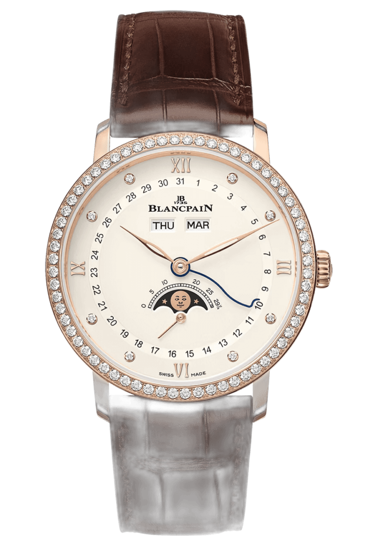Blancpain Villeret Rose Gold — Complete Calendar & Moon Phase, Opaline Diamond Dial | Ref. 6264 2987 55B