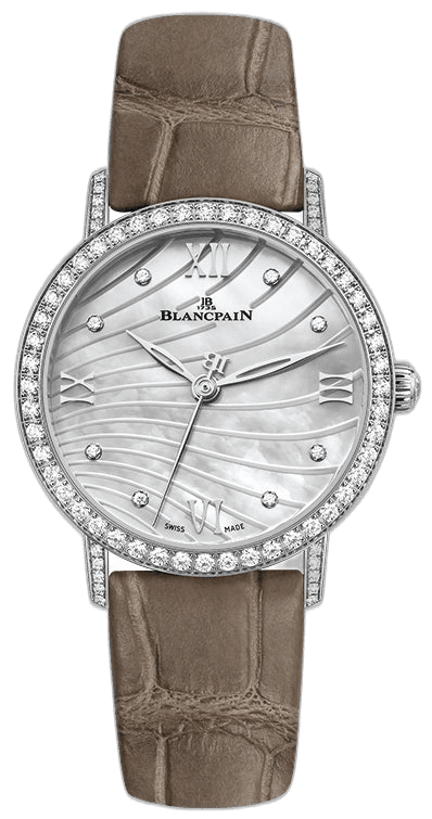 Blancpain 29.2mm Steel, Diamond Villeret Ultraplate Diamond Steel Brown Alligator Ladies Watch - 6104 4654 55A Watch