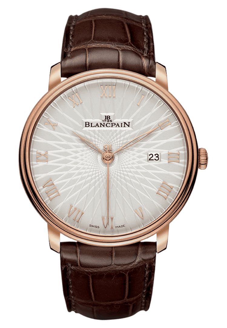 Blancpain Villeret Ultraplate Ultra-Slim Red Gold Brown Alligator Men's Watch - 6651C 3642 55A Rose Gold Timepiece [6651C 3642 55A