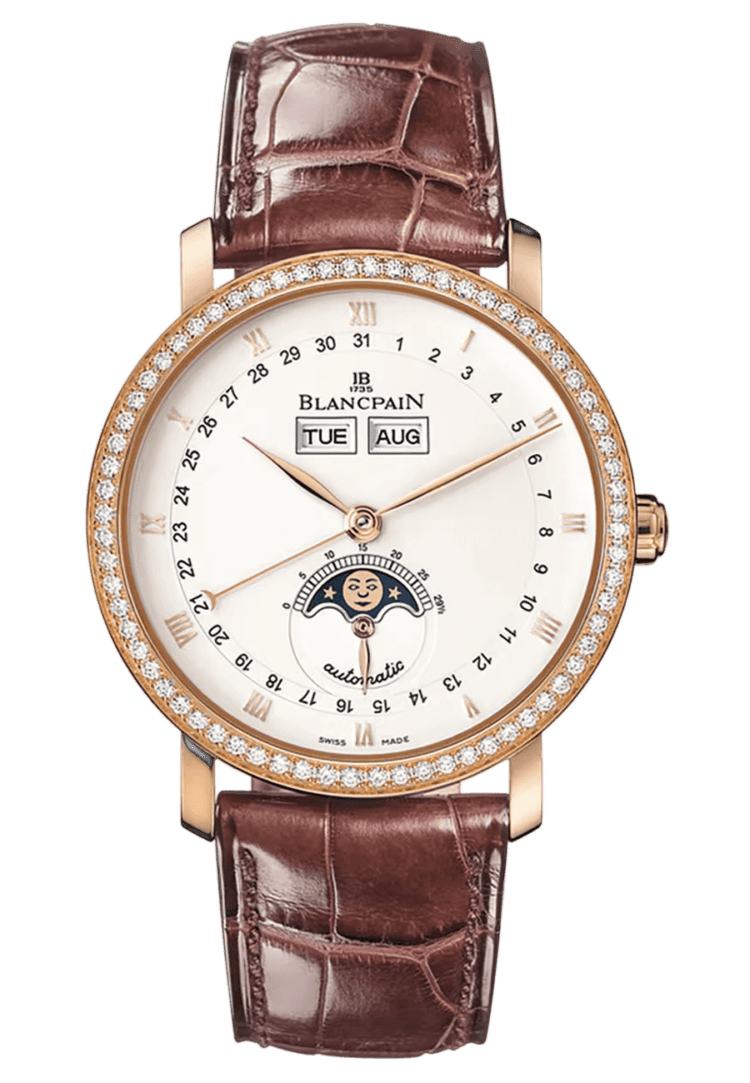 Blancpain Rose Gold Villeret Quantieme Complet Red Gold Diamond Alligator Men's Watch - 6263 2942 55B — Ref. 6263 2942 55B