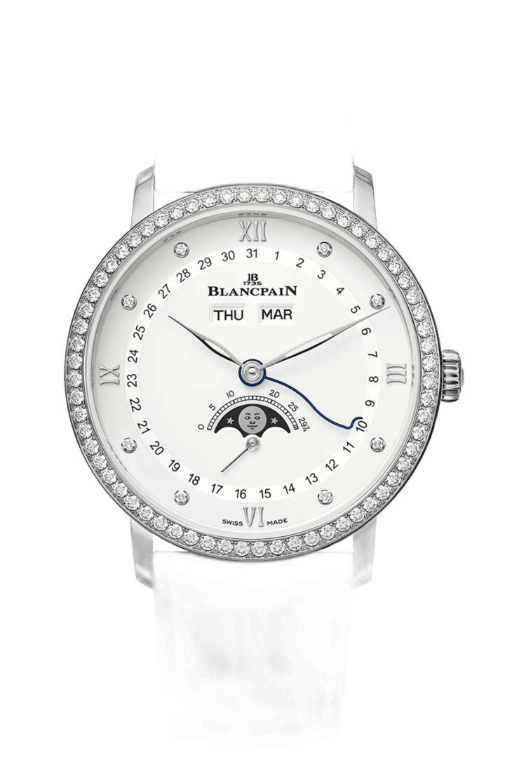 Blancpain Villeret Quantieme Complet Steel Diamond Alligator Men's Watch - 6264 4628 55B Watch Ref. 6264 4628 55B