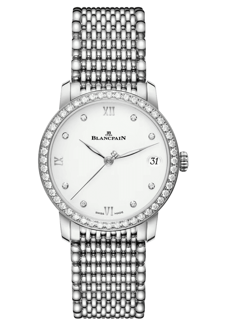 Villeret Women Date Steel Mille Mailles Diamond Ultra-Slim Ladies Watch - 6127 4628 MMB · Blancpain — 6127 4628 MMB