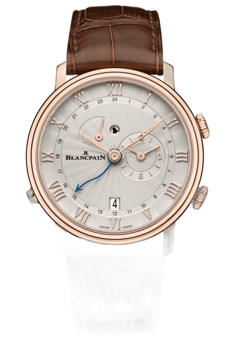 Villeret Reveil GMT Red Gold Alligator Men's Watch - 6640 3642 55B Rose Gold · Blancpain 6640 3642 55B