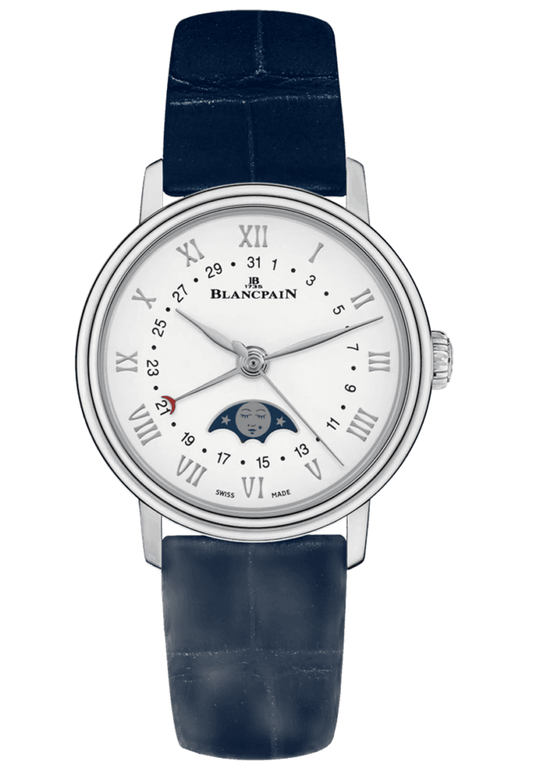 Blancpain Villeret Quantieme Phases de Lune Steel Blue Alligator Ladies Watch - 6106 1127 55A Watch Ref. 6106 1127 55A