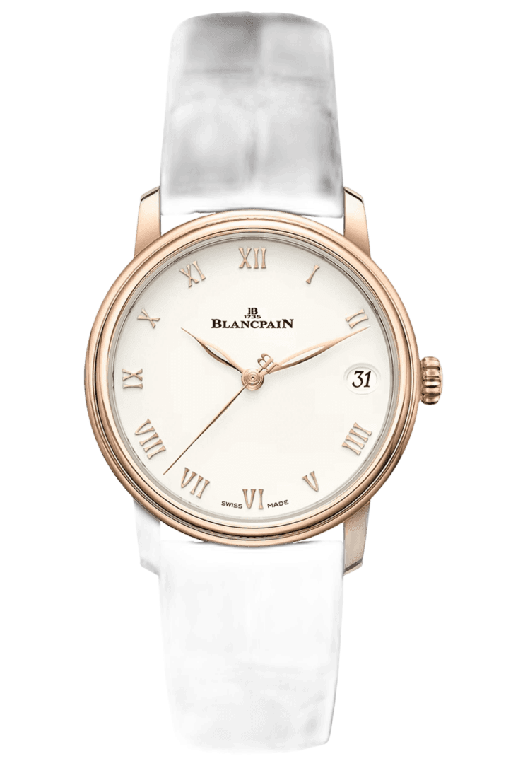 Blancpain Rose Gold Villeret Women Date Red Gold Ultra-Slim Alligator Ladies Watch - 6127 3642 55B — Ref. 6127 3642 55B