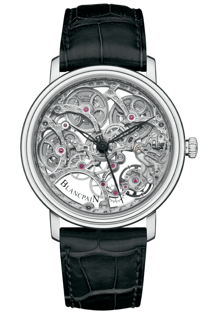 Blancpain Villeret Squelette 8 Jours White Gold Alligator Men's Watch - 6633 1500 55B Timepiece [6633 1500 55B