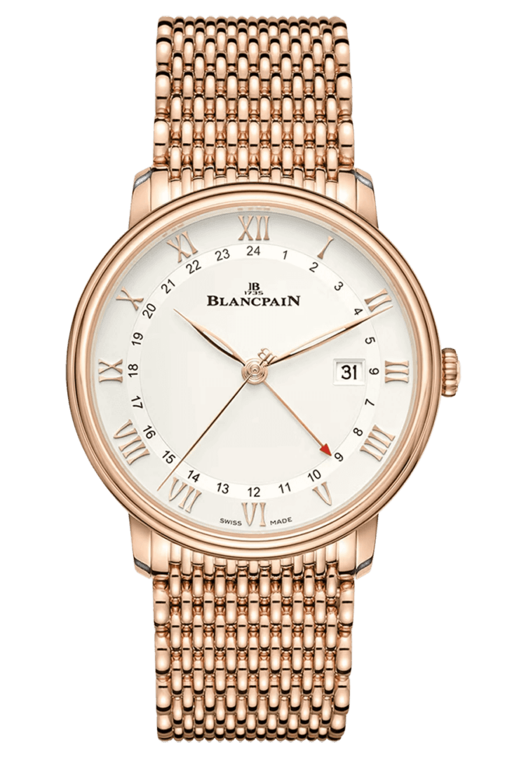 Villeret GMT Date Red Gold Mille Mailles Men's Watch - 6662 3642 MMB · Blancpain Rose Gold — 6662 3642 MMB