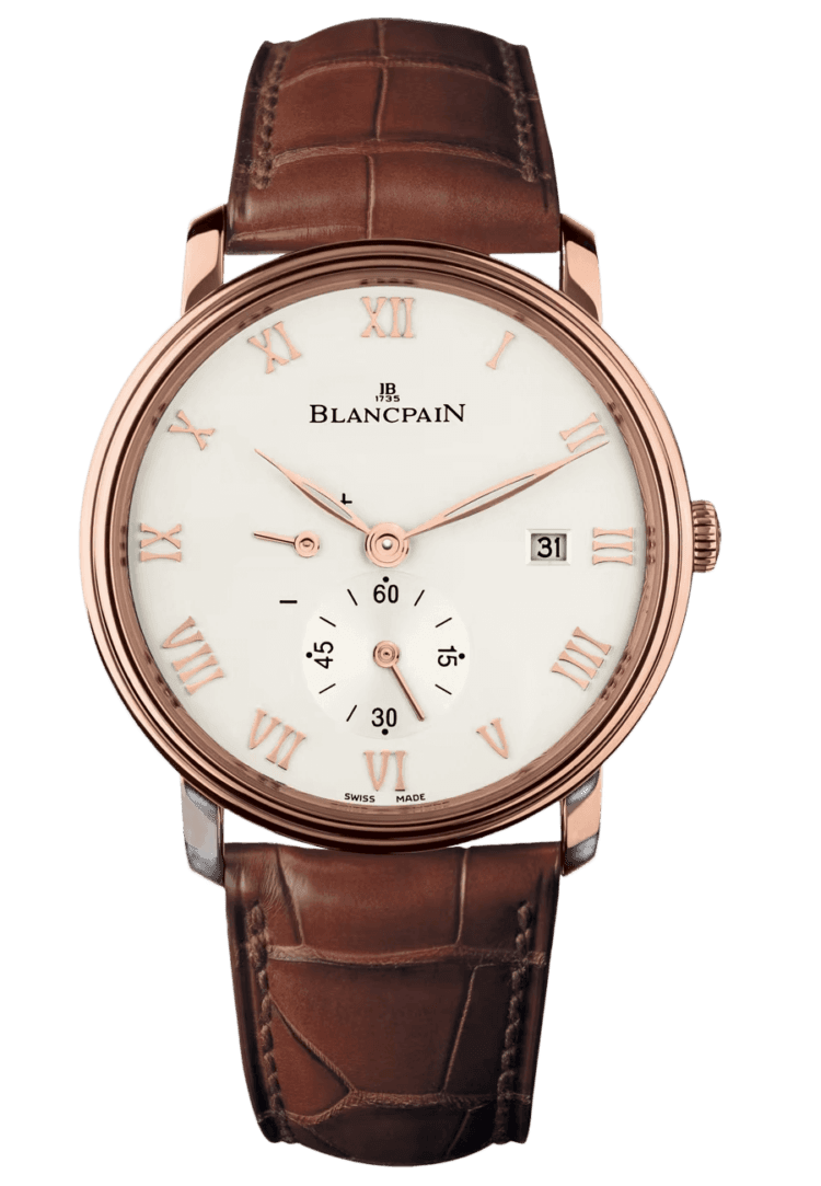 Blancpain Villeret Ultraplate Power Reserve Red Gold Ultra-Slim Alligator Men's Watch - 6606 3642 55B Rose Gold (6606 3642 55B