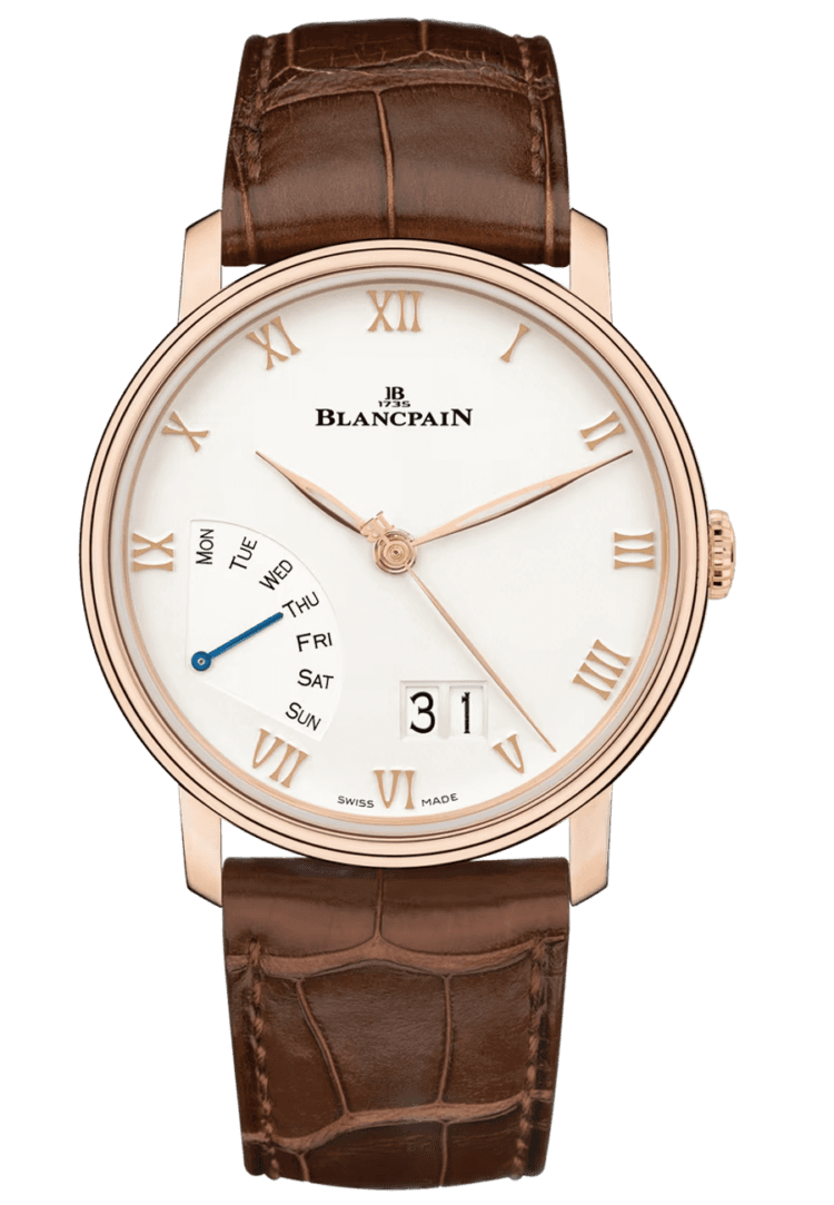 Blancpain Rose Gold Villeret Grande Date Jour Retrograde Red Gold Alligator Men's Watch - 6668 3642 55A Watch Ref. 6668 3642 55A