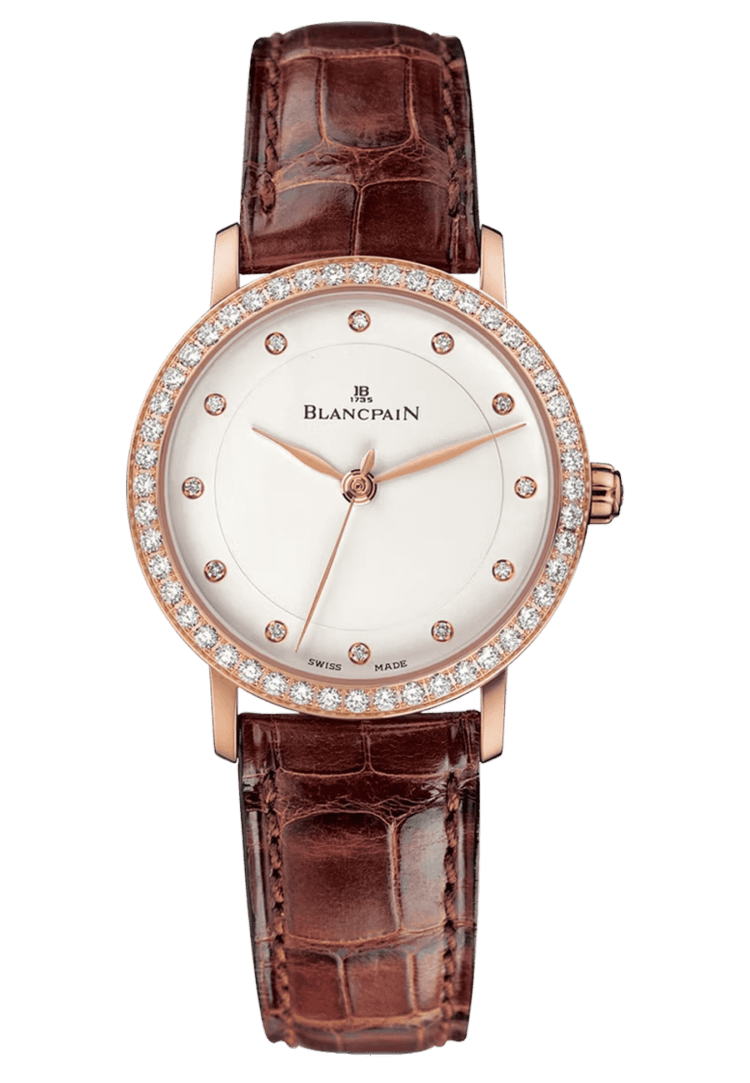 Blancpain Rose Gold Villeret Ultraplate Red Gold Diamond Brown Alligator Ladies Watch - 6102 2987 55A Watch Ref. 6102 2987 55A