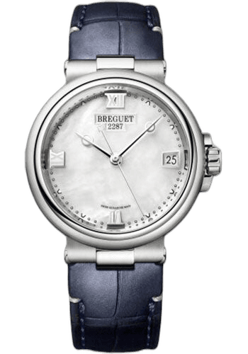 Marine Dame 9517 - Steel Case - Mother-Of-Pearl Dial - Blue Leather Strap - 9517ST/5W/984 Breguet Ref. 9517ST/5W/984