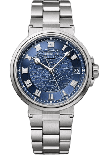 Breguet Marine White Gold — Blue Dial on Integrated Metal Bracelet | Ref. 5517BB/Y2/BZ0