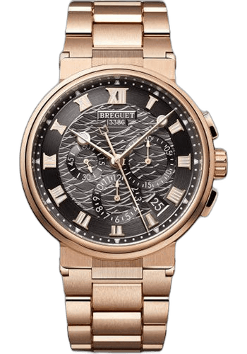 Breguet Marine Chronographe 5527 - Rose Gold Case - Black Dial - Bracelet - 5527BR/G3/RW0 Watch Ref. 5527BR/G3/RW0