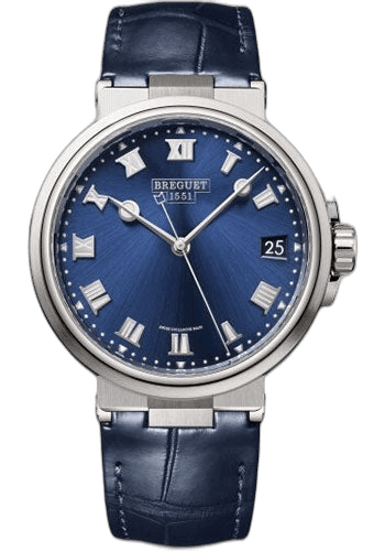 Breguet Marine 5517 - Titanium Case - Blue Dial - Blue Leather Strap - 5517TI/Y1/9ZU