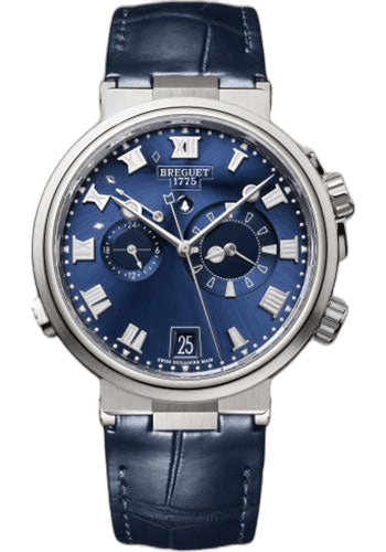 Breguet Marine Alarme Musicale 5547 - Titanium Case - Blue Dial - Blue Leather Strap - 5547TI/Y1/9ZU Watch Ref. 5547TI/Y1/9ZU