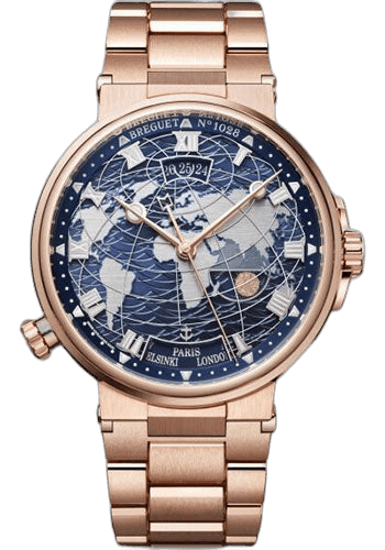 Marine Hora Mundi 5557 - Rose Gold Case - Blue Dial - Bracelet - 5557BR/YS/RW0 by Breguet — 5557BR/YS/RW0