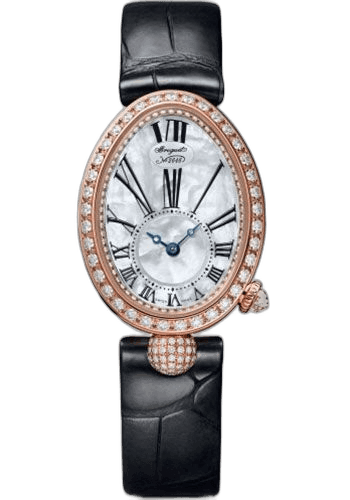 Breguet Reine de Naples Rose Gold — Mother-of-Pearl Dial on Black Leather | Ref. 8928BR/51/944/DD0D3L