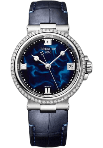 Marine Dame 9518 - Steel Case - Blue Dial - Blue Leather Strap - 9518ST/E2/984/D000 — Breguet Ref. 9518ST/E2/984/D000