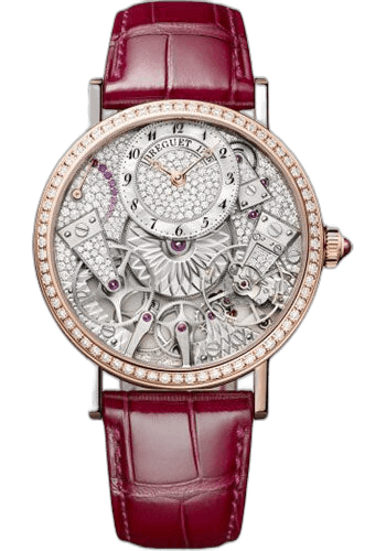Breguet Tradition 7035 - Rose Gold Case - Diamond Paved Dial - Red Leather Strap Limited Edition of 88 - 7035BR/D8/9V6/D00D — Ref. 7035BR/D8/9V6/D00D