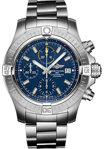 Breitling Avenger Chronograph 45 Watch - Stainless Steel - Blue Dial - Metal Bracelet - A13317101C1A1 45mm