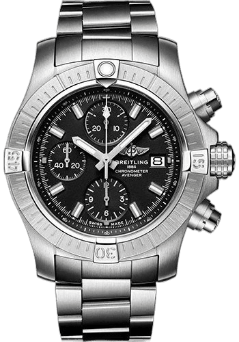 Avenger Chronograph 43 Watch - Stainless Steel - Black Dial - Metal Bracelet - A13385101B1A1 · Breitling 43mm — A13385101B1A1