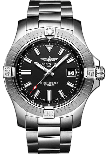 Avenger Automatic 43 Watch - Stainless Steel - Black Dial - Metal Bracelet - A17318101B1A1 43mm by Breitling — A17318101B1A1
