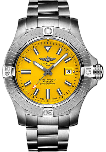 Avenger Automatic 45 Seawolf Watch - Stainless Steel - Yellow Dial - Metal Bracelet - A17319101I1A1 45mm — Breitling Ref. A17319101I1A1