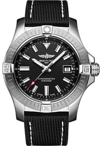 Avenger Automatic 43 Watch - Stainless Steel - Black Dial - Anthracite Calfskin Leather Strap - Folding Buckle - A17318101B1X2 43mm Breitling Ref. A17318101B1X2