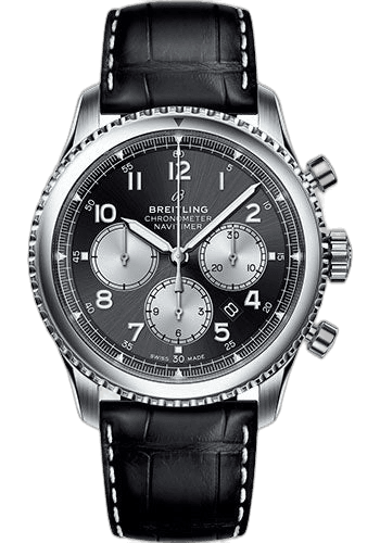 Breitling 43mm Aviator 8 B01 Chronograph 43 Watch - Steel Case - Black Dial - Black Croco Strap - AB0117131B1P1 Watch Ref. AB0117131B1P1