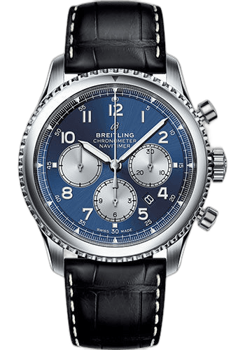 Breitling Aviator 8 B01 Chronograph 43 Watch - Steel Case - Blue Dial - Black Croco Strap - AB0117131C1P1 43mm Watch Ref. AB0117131C1P1