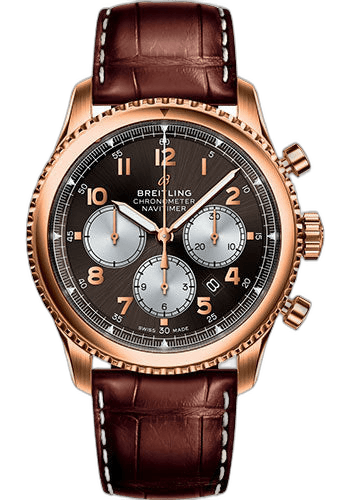 Breitling Aviator 8 B01 Chronograph 43 Watch - Red Gold Case - Bronze Dial - Brown Croco Strap - RB0117131Q1P1 43mm Timepiece [RB0117131Q1P1