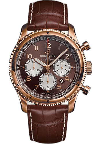 Breitling 43mm Aviator 8 B01 Chronograph 43 Watch - 18K Red Gold - Bronze Dial - Brown Alligator Leather Strap - Folding Buckle - RB0119131Q1P2 Watch Ref. RB0119131Q1P2