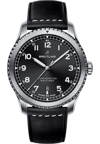 Aviator 8 Automatic 41 Watch - Steel Case - Black Dial - Black Leather Strap - A17314101B1X1 41mm Breitling Ref. A17314101B1X1