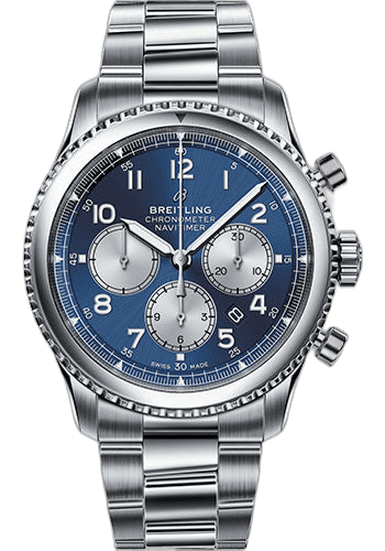 Aviator 8 B01 Chronograph 43 Watch - Steel Case - Blue Dial - Steel Professional III Bracelet - AB0117131C1A1 43mm · Breitling AB0117131C1A1