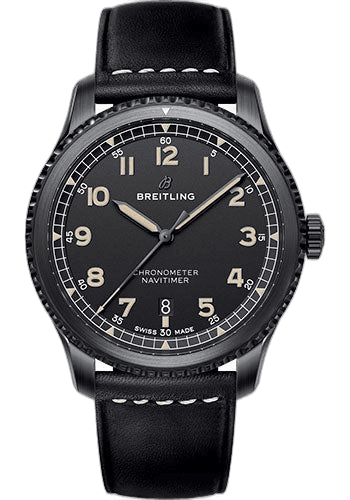 Aviator 8 Automatic 41 Watch - Black Steel Case - Black Dial - Black Leather Strap - M17314101B1X1 41mm Breitling Ref. M17314101B1X1