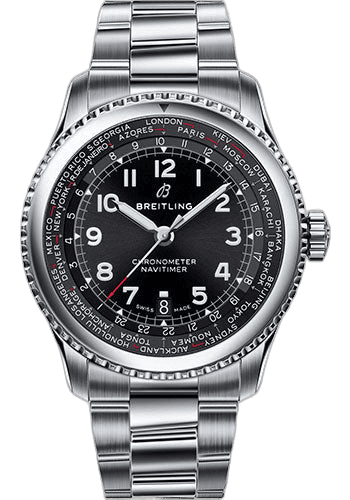 Breitling 43mm Aviator 8 B35 Automatic Unitime 43 Watch - Steel Case - Black Dial - Steel Professional III Bracelet - AB3521U41B1A1 Watch Ref. AB3521U41B1A1