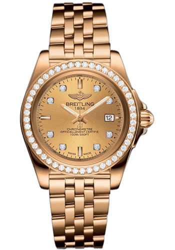 Breitling Galactic 32 Sleek Watch - Rose Gold - Diamond Bezel - Champagne Diamond Dial - Pilot Bracelet - H7133053/H550/792H 32mm Diamond Champagne Dial · Breitling H7133053/H550/792H
