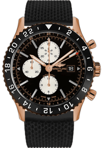 Chronoliner Watch - 46mm Red Gold Case - Black Dial - Black Aero Classic Rubber Strap - R2431212/BE83-aero-classic-rubber-black-deployant · Breitling — R2431212/BE83