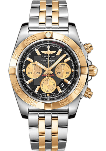 Breitling Chronomat 44 Watch - Steel & Gold - Onyx Black Dial - Steel And Gold Bracelet - CB0110121B1C1 44mm