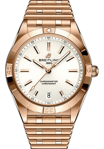 Breitling Chronomat Automatic 36 Watch - 18K Red Gold - White Dial - Metal Bracelet - R10380101A1R1 36mm Ref. R10380101A1R1