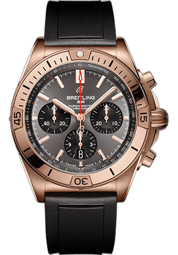 Breitling Chronomat B01 42 Watch - 18K Red Gold - Anthracite Dial - Black Rubber Strap - Folding Buckle - RB0134101B1S1 42mm (RB0134101B1S1