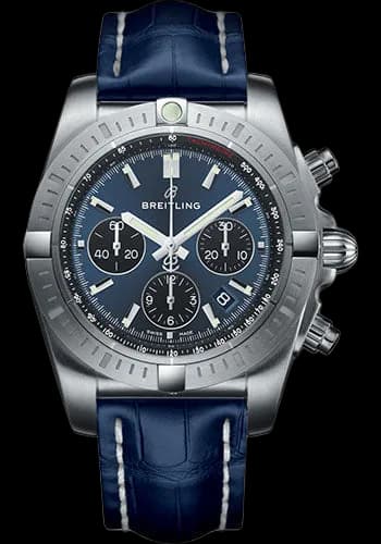 Chronomat B01 Chronograph 44 Watch - Steel Case - Blackeye Blue Dial - Blue Croco Strap - AB0115101C1P1 44mm · Breitling AB0115101C1P1