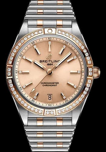 Breitling Chronomat Automatic 36 Watch - Steel and 18K Red Gold (Gem-set) - Copper Diamond Dial - Metal Bracelet - U10380591K1U1 36mm & 18K Red Gold Diamond Copper Dial