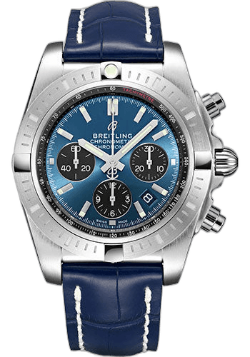 Breitling 44mm Chronomat B01 Chronograph 44 Watch - Steel - Blackeye Blue Dial - Blue Croco Strap - Folding Buckle - AB0115101C1P3 Watch Ref. AB0115101C1P3